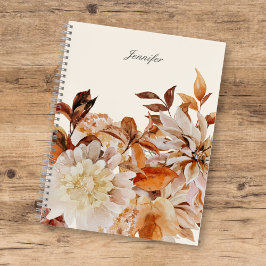 Elegantes Herbst-Aquarellblau mit Name-Notebook Notizblock