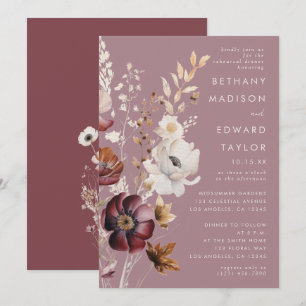 Elegantes Herbst-Blumen-Mauve-Probedinner Einladung