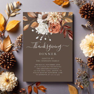 Elegantes Herbst-Blumen-Thanksgiving-Dinner Einladung
