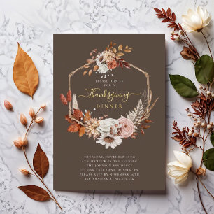 Elegantes Herbst-Blumen-Thanksgiving-Dinner Folieneinladung