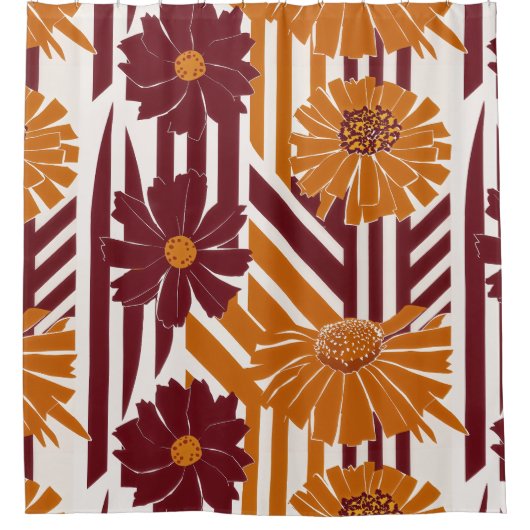 Elegantes Herbst-Botanik-Geometrisches Muster Duschvorhang (Vorderseite)