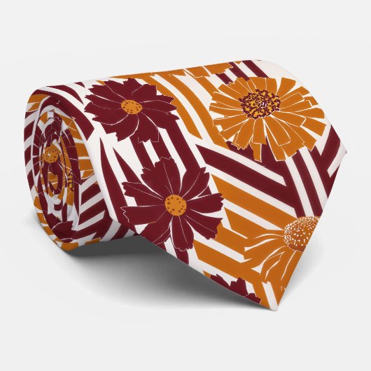 Elegantes Herbst-Botanik-Geometrisches Muster Krawatte (Gerollt)