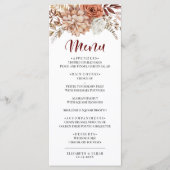 Elegantes "Herbst Burgund Floral Wedding Flat Menu Menükarte (Vorderseite)