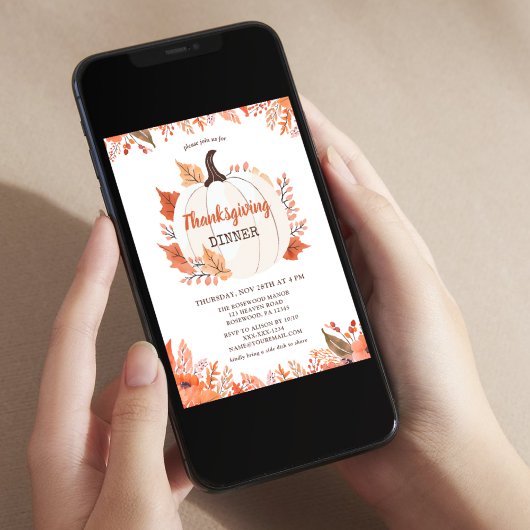 Elegantes Herbst Erntedank Dinner Einladung