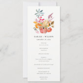 Elegantes Herbst-Erntedank-Kürbis-Hochzeitsprogram Einladung (Vorderseite)