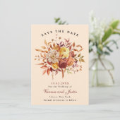 Elegantes Herbst Floral Bouquet Save the Date (Stehend Vorderseite)