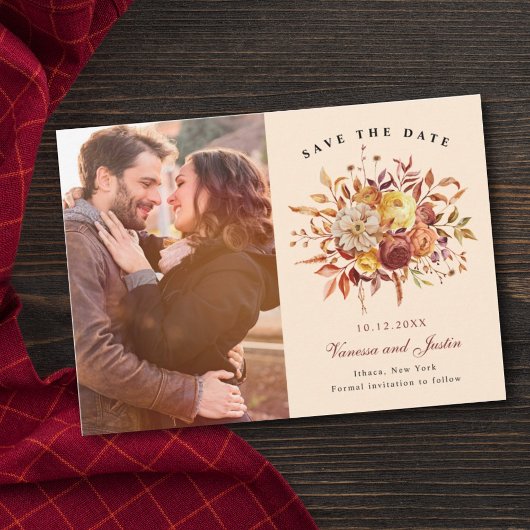 Elegantes Herbst Floral Bouquet Save the Date