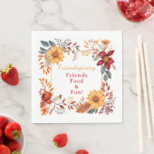 Elegantes Herbst Floral Frame Friendsgiving Abende Serviette (Beispiel)