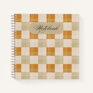 Elegantes Herbst-Karopattern-Notizbuch mit kariert Notizblock