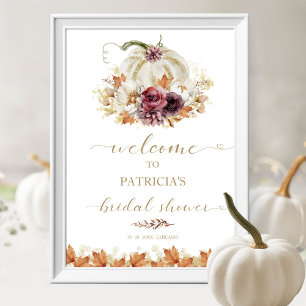 Elegantes Herbst-Kürbis-Brautabschied-Willkommenss Poster
