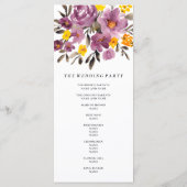 Elegantes Herbst-lila Hochzeitsprogramm Programm (Rückseite)