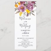 Elegantes Herbst-lila Hochzeitsprogramm Programm (Vorderseite)