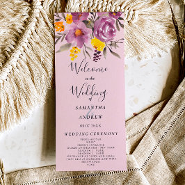 Elegantes Herbst-lila Hochzeitsprogramm Programm