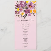 Elegantes Herbst-lila Hochzeitsprogramm Programm (Rückseite)