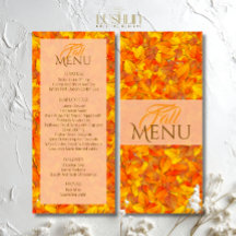 Elegantes Herbst Orange Blätter Flat Menu