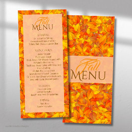 Elegantes Herbst Orange Blätter Flat Menu Menükarte