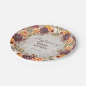 Elegantes Herbst Orange Burgund Brautparty Pappteller (Schrägansicht)