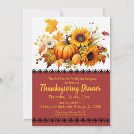 Elegantes Herbst Party Erntedank Abendessen Einladung