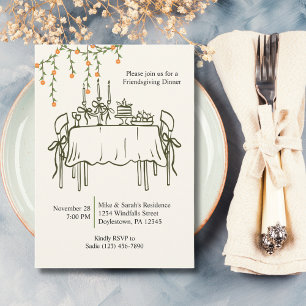 Elegantes Herbst-Thanksgiving-Friendsgiving-Dinner Einladung
