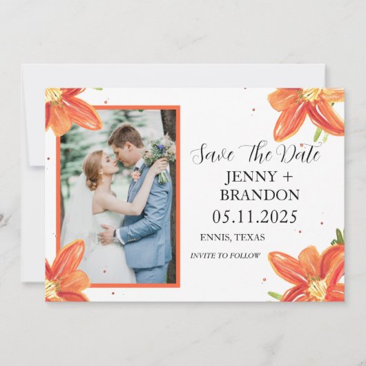 Elegantes Herbst Wasserfarben Foto Save The Date (Vorderseite)