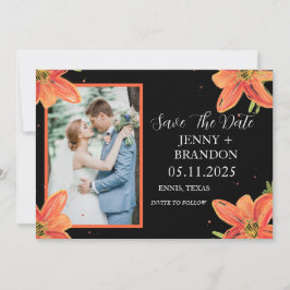 Elegantes Herbst Wasserfarben Schwarzes Foto Save The Date