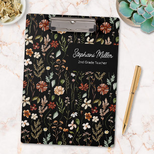 Elegantes Herbst-Wildblumenwiesen-Blumenmuster Klemmbrett