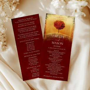 Elegantes Herbstbaum-Hochzeitsprogramm Programm