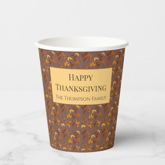 Elegantes Herbstblatt Pappbecher (Vorderseite)