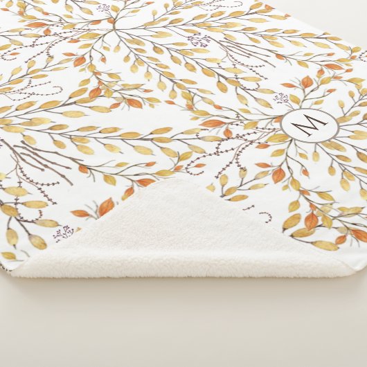 Elegantes Herbstblättermuster Personalisiert Sherpadecke (3/4)