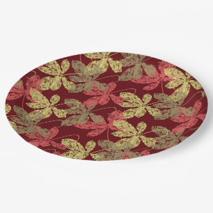 Elegantes Herbstblattmuster Pappteller