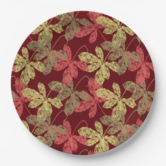 Elegantes Herbstblattmuster Pappteller (Vorderseite)
