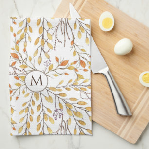 Elegantes Herbstblattmuster Personalisiert Geschirrtuch