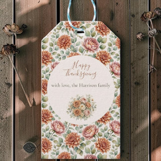 Elegantes Herbstblumen Happy Thanksgiving Geschenkanhänger