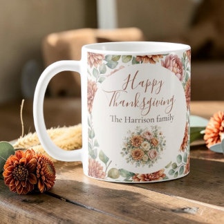 Elegantes Herbstblumenbouquet Frohes Erntedankfest Kaffeetasse