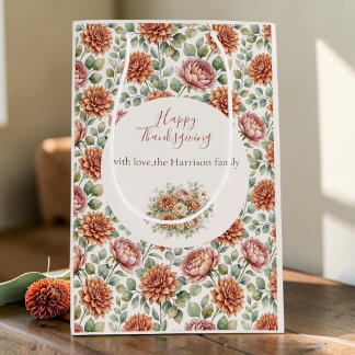 Elegantes Herbstblumenbouquet Frohes Erntedankfest Mittlere Geschenktüte