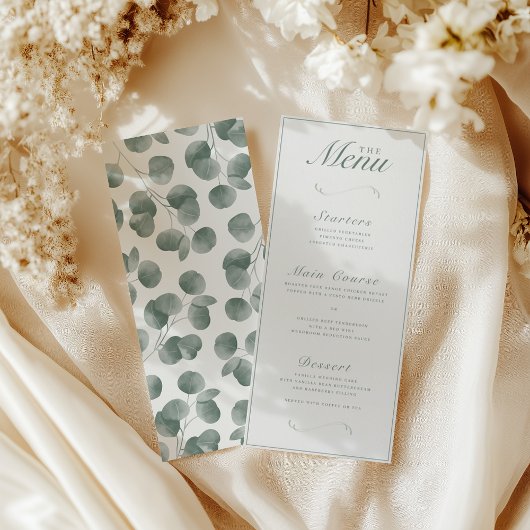Elegantes Herbstfest Botanisches Elfenbein & Abend Menükarte