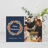 Elegantes Herbstkraut Blätter Erntedank Foto Feiertagskarte (Stehend Vorderseite)