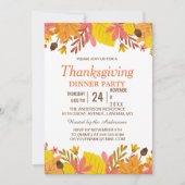 Elegantes Herbstleaves Erntedank Dinner Party Einladung (Vorderseite)