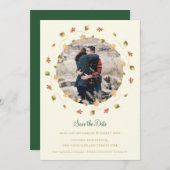 Elegantes Herbstleaves-Foto Save The Date (Vorne/Hinten)