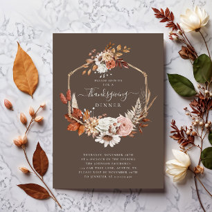 Elegantes herbstliches Blumen-Thanksgiving-Dinner Einladung