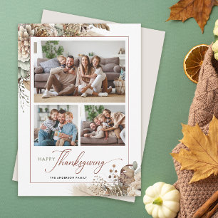 Elegantes herbstliches Blumen-Thanksgiving mit 3 F Feiertagskarte