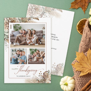 Elegantes herbstliches Blumen-Thanksgiving mit 3 F Feiertagskarte