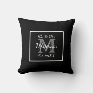 Elegantes Herr- und Frau-Monogramm Kissen