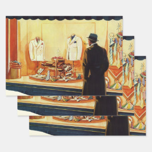 Elegantes Herrenbekleidungsgeschäft, Mann beim Sch Geschenkpapier Set