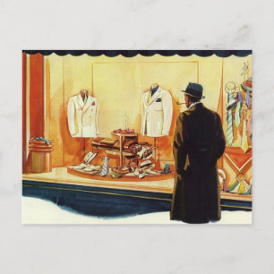 Elegantes Herrenbekleidungsgeschäft, Mann beim Sch Postkarte