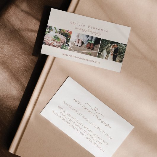 Elegantes Herz 3 Foto Collage Wedding Fotograf Visitenkarte