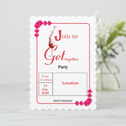 Elegantes Herz beherrscht Valentinisches Party Einladung (Stehend Vorderseite)