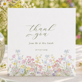 Elegantes Herz Danke Wildblumen Hochzeit