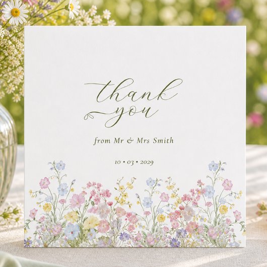 Elegantes Herz Danke Wildblumen Hochzeit