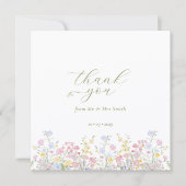 Elegantes Herz Danke Wildblumen Hochzeit (Vorderseite)